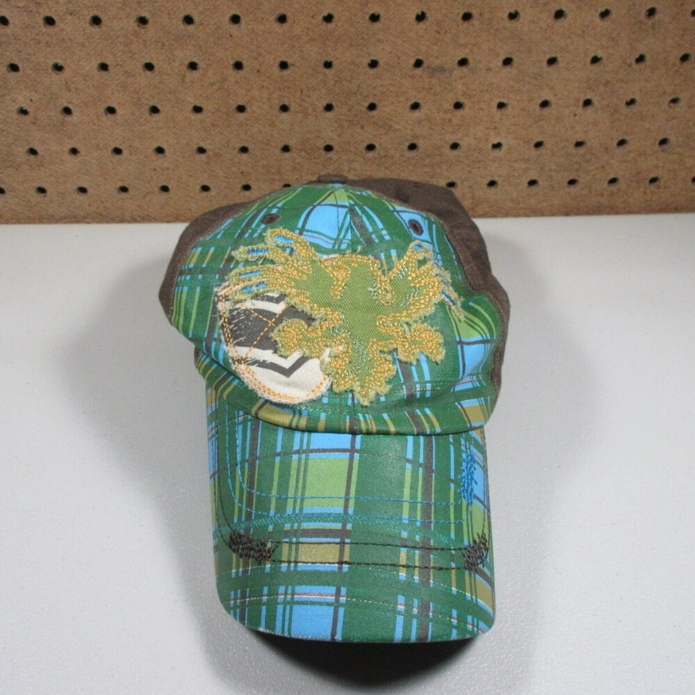 Bauer womens brown green blue plaid strapback hat